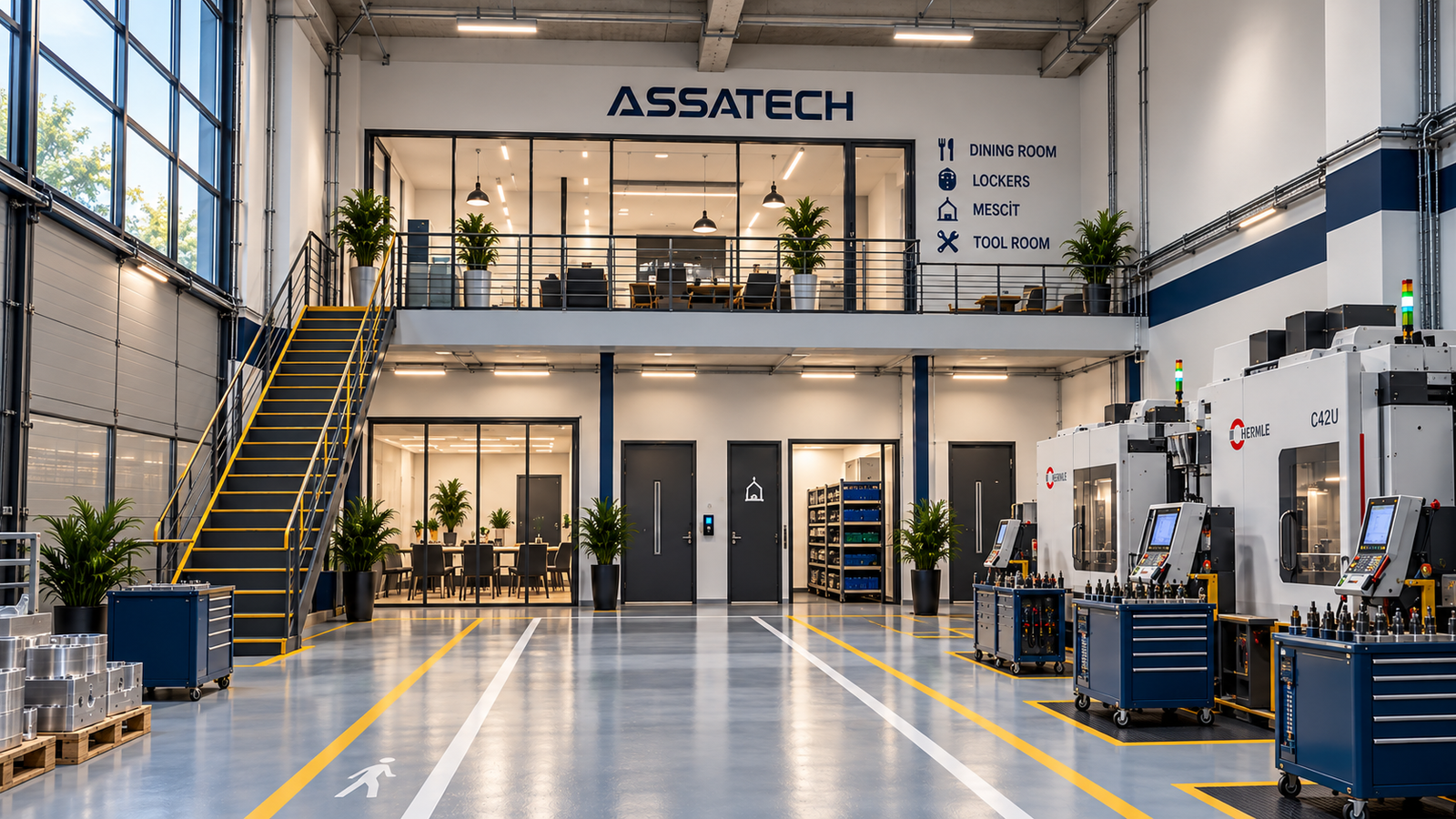 ASSATECH üretim tesisi ve Hermle tezgâh parkuru
